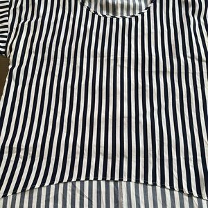 SHEIN Curve Navy and White Striped Top